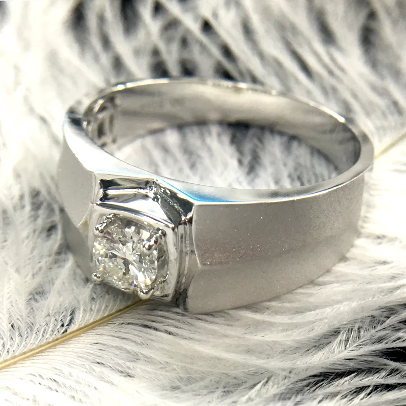 Aeaw блеск натуральной 14 к 585 Белое золото 1 Carat ct F Цвет Обручение обручальное кольцо для мужчин, мужское обручальное кольцо