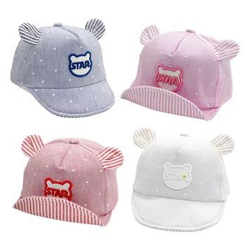 

Kids Newborn Toddler Baby Hats Summer Breathable Rabbit Ear Caps Girl Boy Snapback Cap Dots Little Ear Hats
