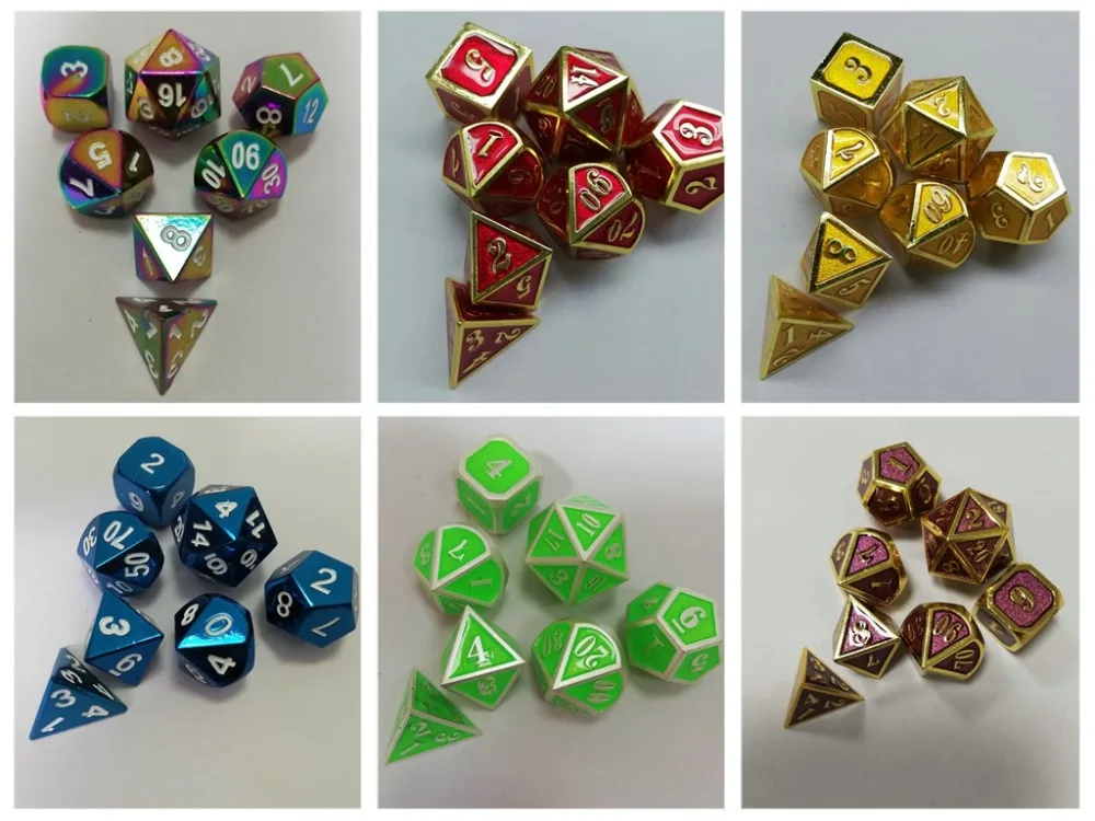 Metal Polyhedron 7 Dice Set (D4 D6 D8 D10(0-9) D10(00-90) D12 D20)Equipped with exquisite metal packing boxes | Спорт и развлечения