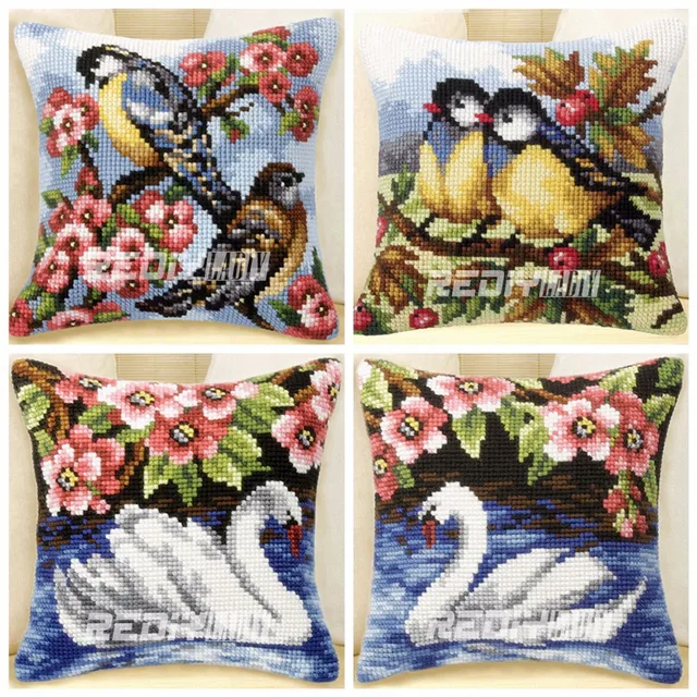 LADIY Cross Stitch Cushion Cover Soulmate Couples Cushions Home