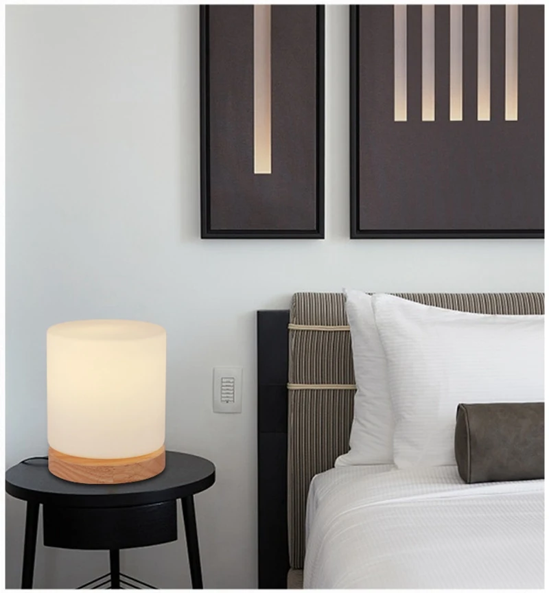 Modern Simplicity Style Wooden Table Lamp Living Room Bedroom Beside Reading Night Light   Retro Polyhedron Indoor Desk Light (9)