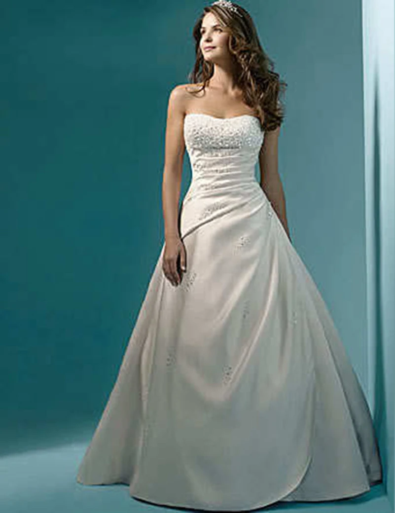 High Quality White Ivory Strapless Corset Bodice Satin A Line High Quality White Ivory Strapless Corset Bodice Satin A Line Crystal Wedding Dress 2016 In Dresses From Weddings Events On Aliexpress