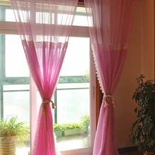 Корейский стиль прозрачный фиолетовый мечта вышитые французские окна скрининг пасторальное кружево принцесса двойная пряжа готовая занавес