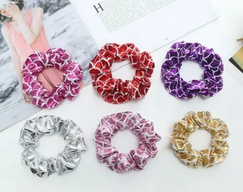 

30 BLESSING Women Girl Fashion Rainbow Flash Wrinkly Hair Elastic High Grade