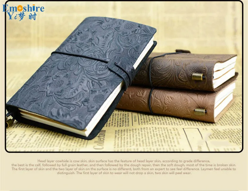 Emoshire Tied the rope travel Notepad custom handmade leather leather notebook retro European-style diary gift (9)