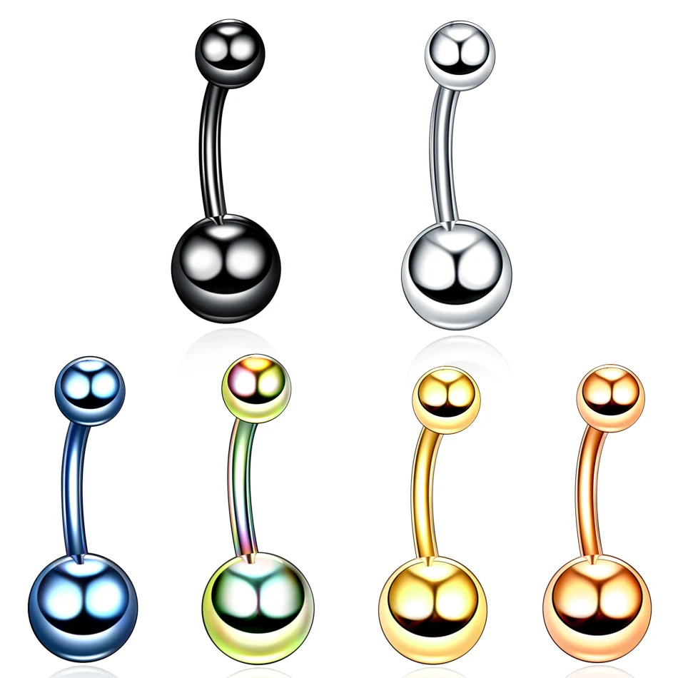

1PC Surgical Steel Plating Double Ball Belly Button Rings Navel Piercing Ombligo Piercing Body Jewelry 14G