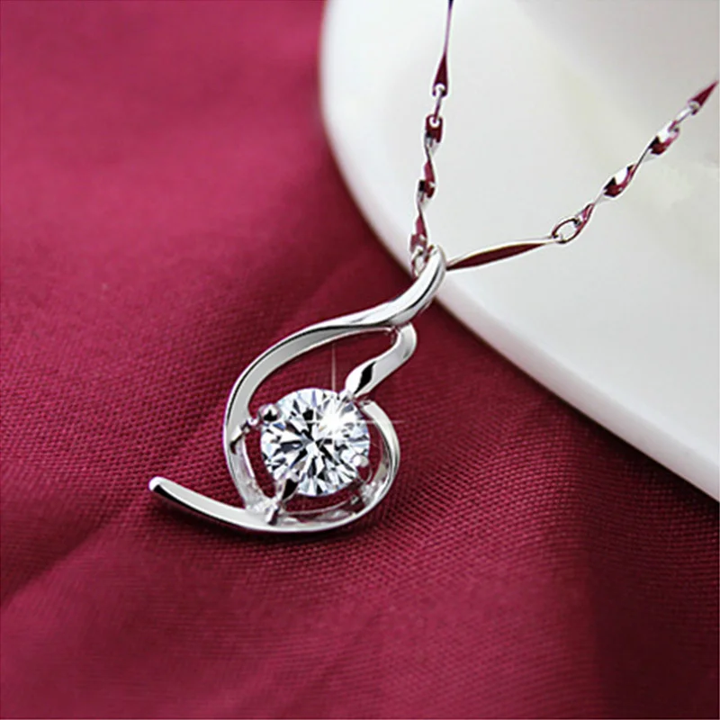 

2 colors New arrival pendant necklace for women heart shape AAA Austria crystal box chain necklace pendant wedding for bridal