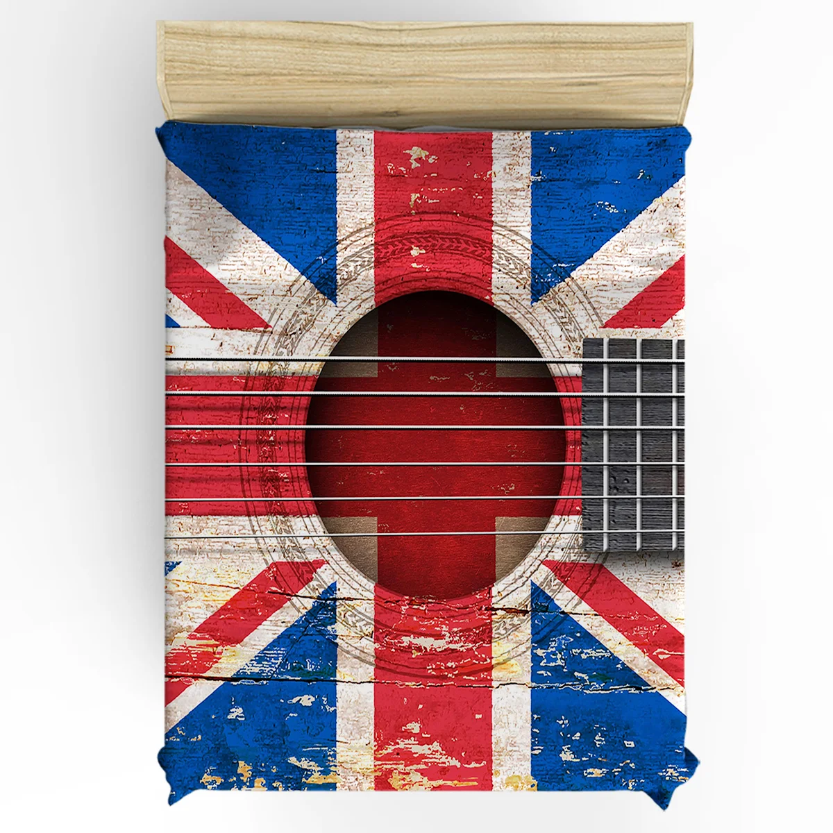 WARMTOUR пододеяльник старинная акустическая гитара с британским флагом Union Jack Набор пододеяльников 4 комплект постельного белья для кровати