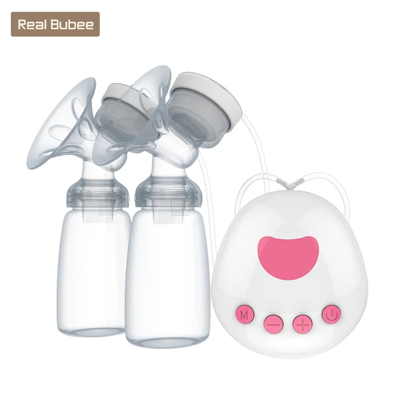 RealBubee Microcomputer Intelligent Double Electric breast pumps lithium battery Breast Pump with Milk Bottle for Mothers