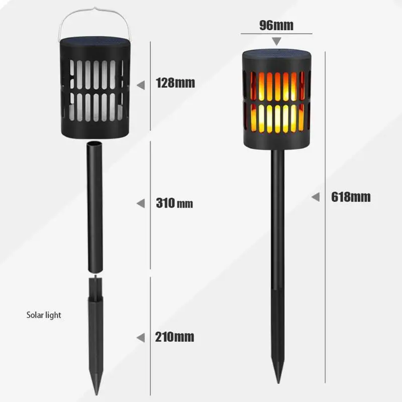 96 Светодиодный светильник с солнечным пламенем, светильник с лужайкой, уличный прожектор