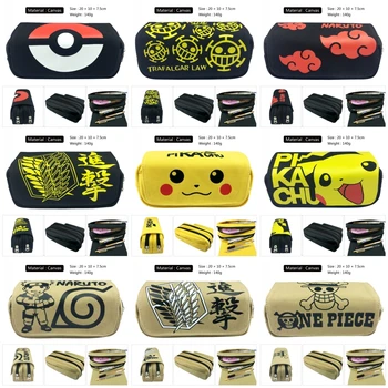 

Anime Pikachu Attack on Titan Naruto One Piece Canvas Pencil Case pen bag zip Makeup Bag cosmetic bag Stationery Bag stationery