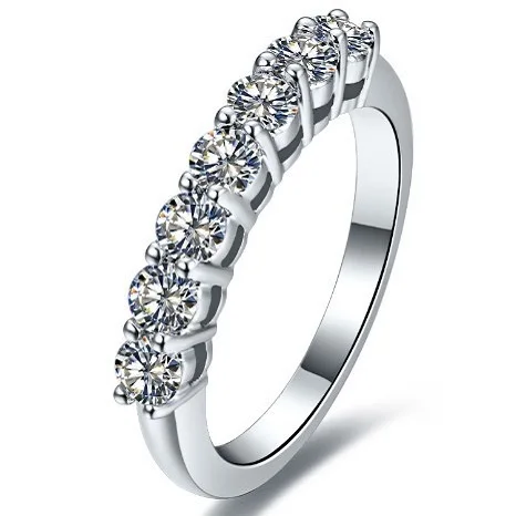 Семь камней 0.7CT Блестящий Сертифицированный муассанит обручальное кольцо из белого золота 14 карат AU585 отличное качество длится навсегда