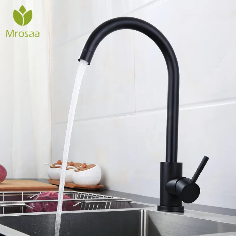 

Kitchen Faucet 304 Stainless Steel Black Spray Paint Sink Mixer Water Tap Single Handle Cold and Hot Water Mixer Crane Faucets