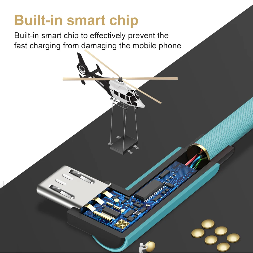 OLAF Right angle USB Cable For iPhone X 7 Plus Fast charging Micro cable For Android 90 Degree Type C USB Cable For Samsung S9
