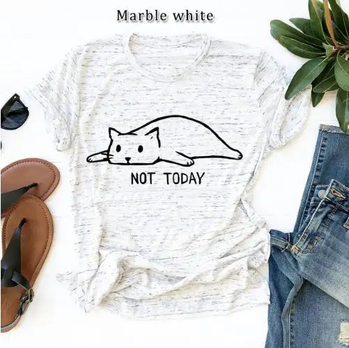 

PADDY DESIGN NOT TODAY Cat Kitties T-shirt Cats Kitty Women Top Tee Casual Short Sleeve Female Femme T Shirt Plus Size Drop Ship