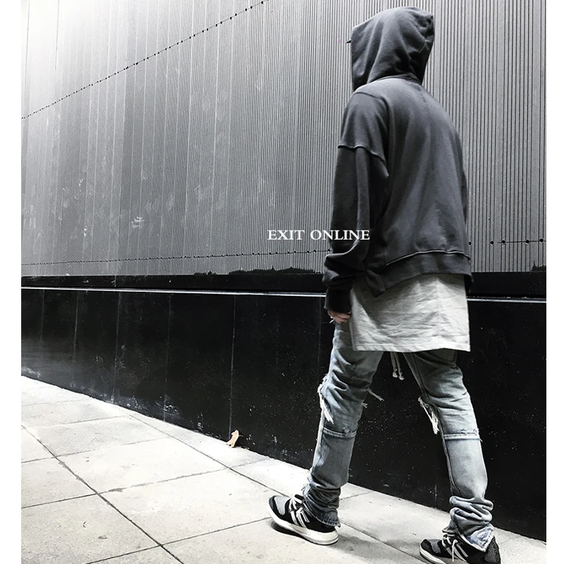 Autumn Winter harajuku Hoodie Men Black Gray Sweatshirt