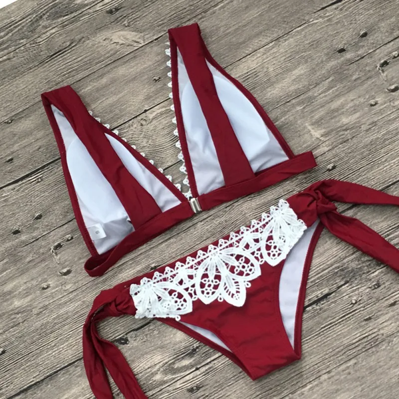 Female Bikini Lace Solid Swimsuit Push Up Bikini Set Swimsuits Biquini Bodysuits Bather Suit Swimwear Women's Swimming Suit Female Bikini Lace Solid Swimsuit Push Up Bikini Set Swimsuits Biquini Bodysuits Bather Suit Swimwear Women's Swimming Suit