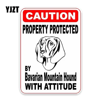 

YJZT 10*14.2CM Property Protected By Bavarian Mountain Hound Dog The Car Whole Body PVC Car Sticker C1-4607