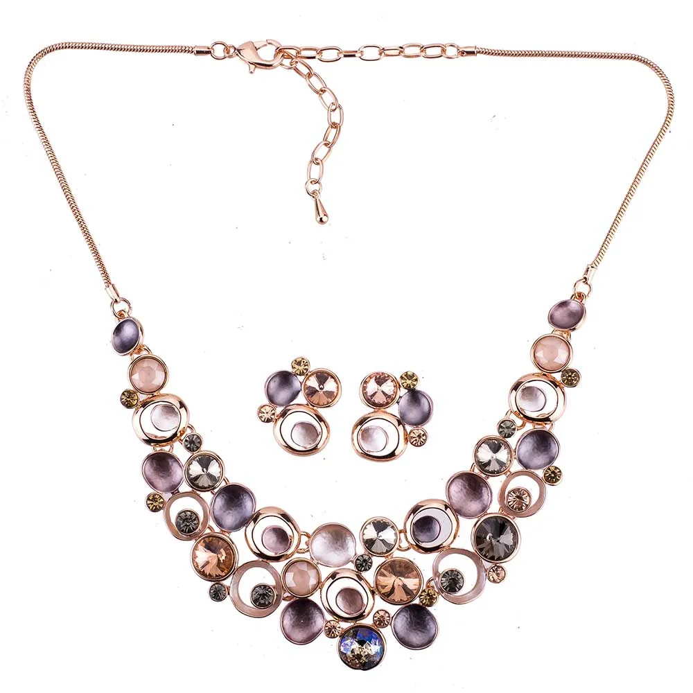 MS1505062 модные комплекты ювелирных изделий розовое золото цвет колье ожерелье серьги набор высокого качества свинец и никель Бесплатный Шарм-подвеска из страз