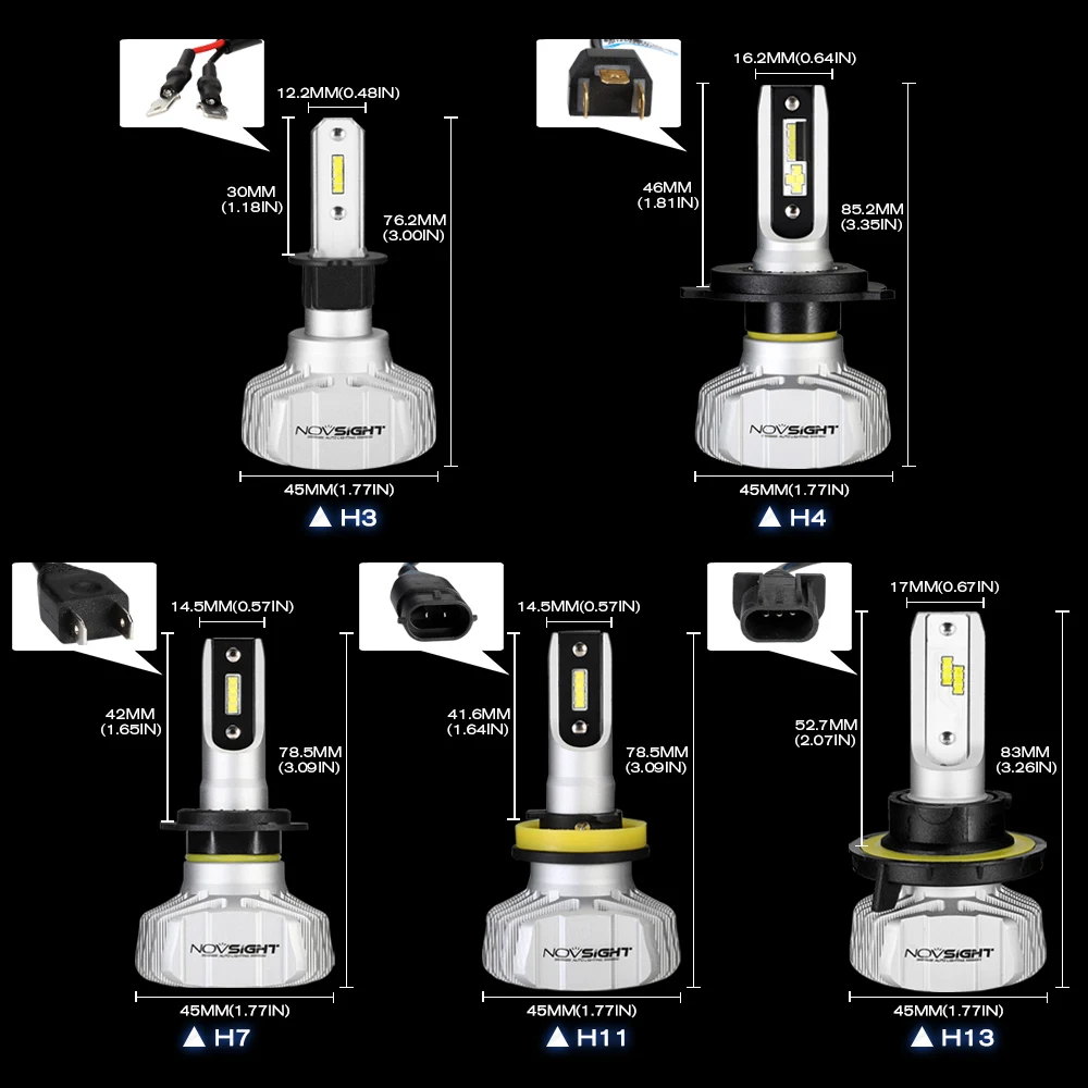 NOVSIGHT H4 светодиодный H7 H11 H8 9006 HB4 H1 H3 HB3 H9 9007 H13 автомобильные лампы для передних фар Светодиодный светильник с чипом CSP 10000LM Авто Противотуманные фары 6500K