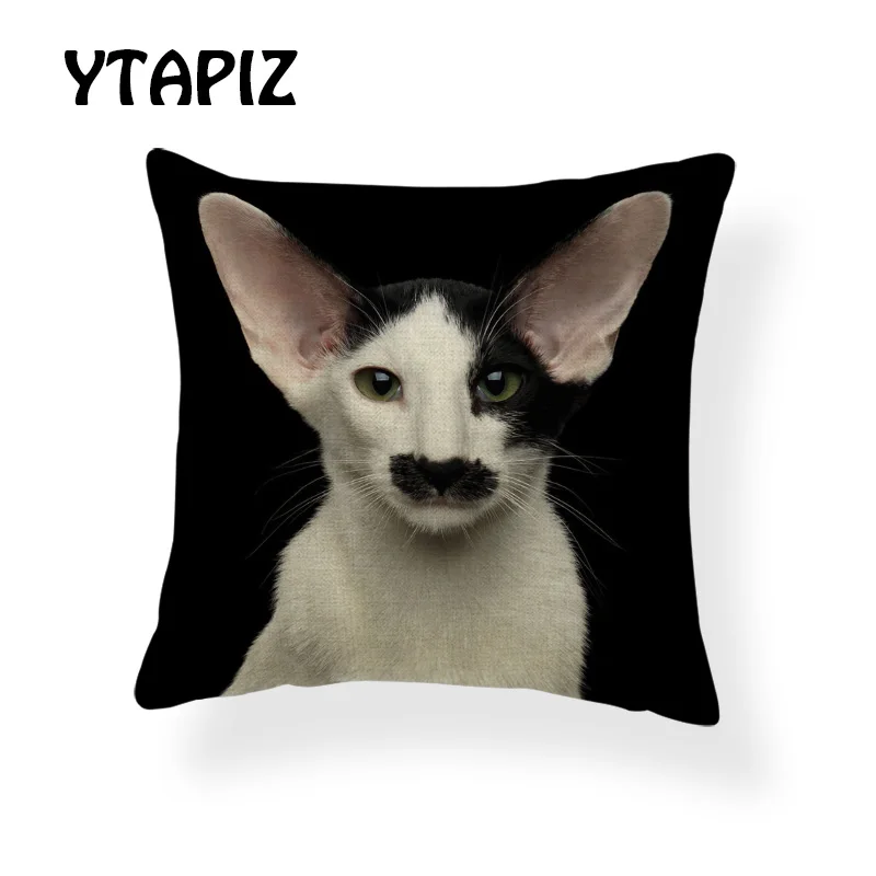 Индивидуальная наволочка для подушки с изображением животного квадрат 17x17 дюймов полиэстер бульдог черный Shih Tzu галстук бабочка улыбка статуэтки котов наволочки