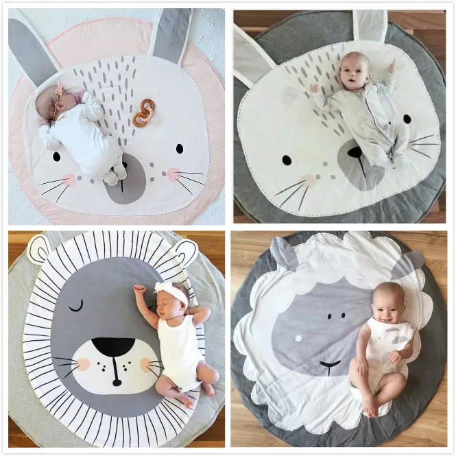 

90CM Kids Play Game Mats Round Carpet Pad Rugs Mat Cotton Crawling Blanket Floor Carpet For Kids Room Decoration Baby Toys Gifts