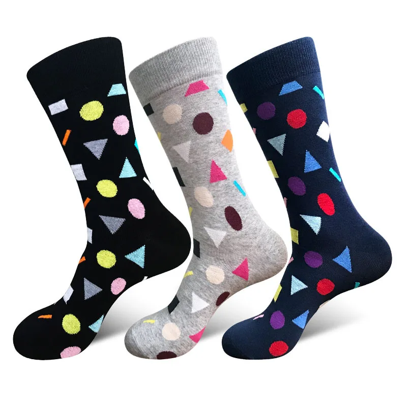 Европейский Стиль Для мужчин носки плюс Размеры прилив Повседневное Polka Dot Crew Happy Socks чесаный CottonCouple длинный носок Steet носить носки