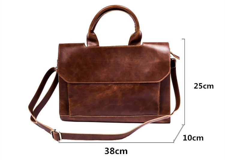 Men's briefcase Crazy horse leather diagonal cross shoulder bag male handbag messenger bags business 14 inch Laptop briefcases