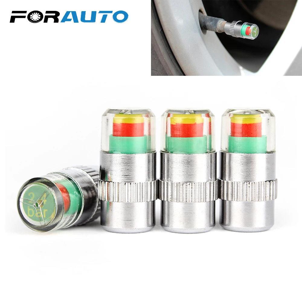 

FORAUTO 4pcs/lot 2.4bar 36PSI 3 Color Alert Car Tyre Tire Pressure Monitor Valve Stem Cap Sensor Indicator Car Accessories