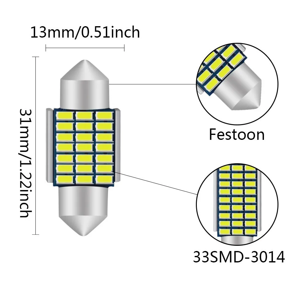 1 шт фестон без ошибок Canbus C5W C10W Авто интерьерная лампа 3014 SMD стильный светильник для автомобиля светодиодный фонарь Doom 31 мм 36 мм 39 мм 41 мм