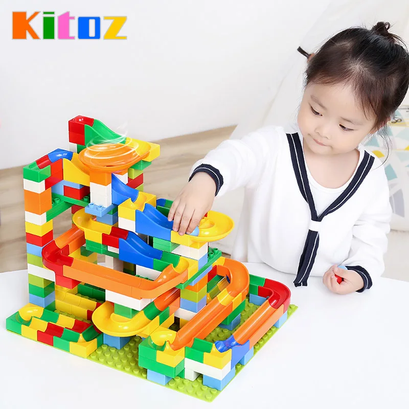 

Marble Race Run Maze Ball Track Building Blocks ABS Funnel Slide Assemble Bricks Compatible with lego Duplo Block