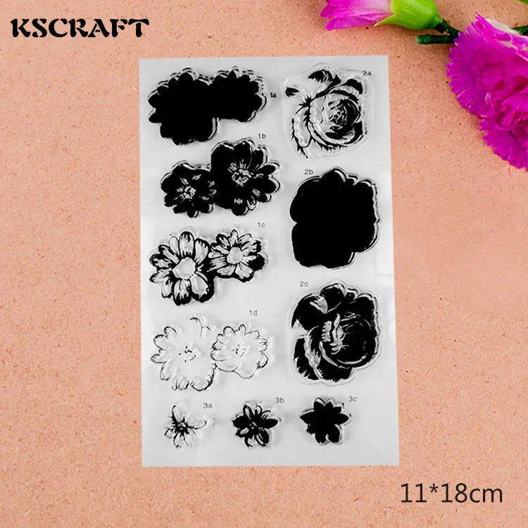 KSCRAFT Flowers Transparent Clear Silicone Stamps for DIY Scrapbooking Card Making Kids Fun