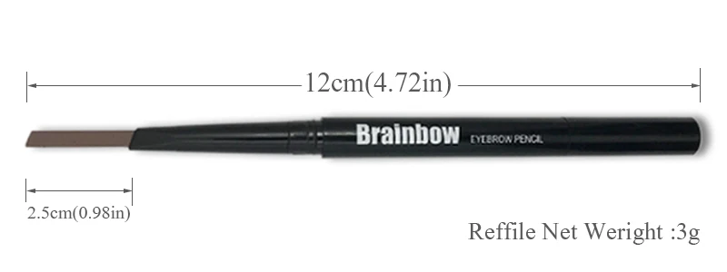 Автоматическая ручка для бровей Brainbow с кисточкой, подводка для бровей+ 3 трафарета в форме бровей, водостойкая стойкая, 5 цветов, карандаш для глаз