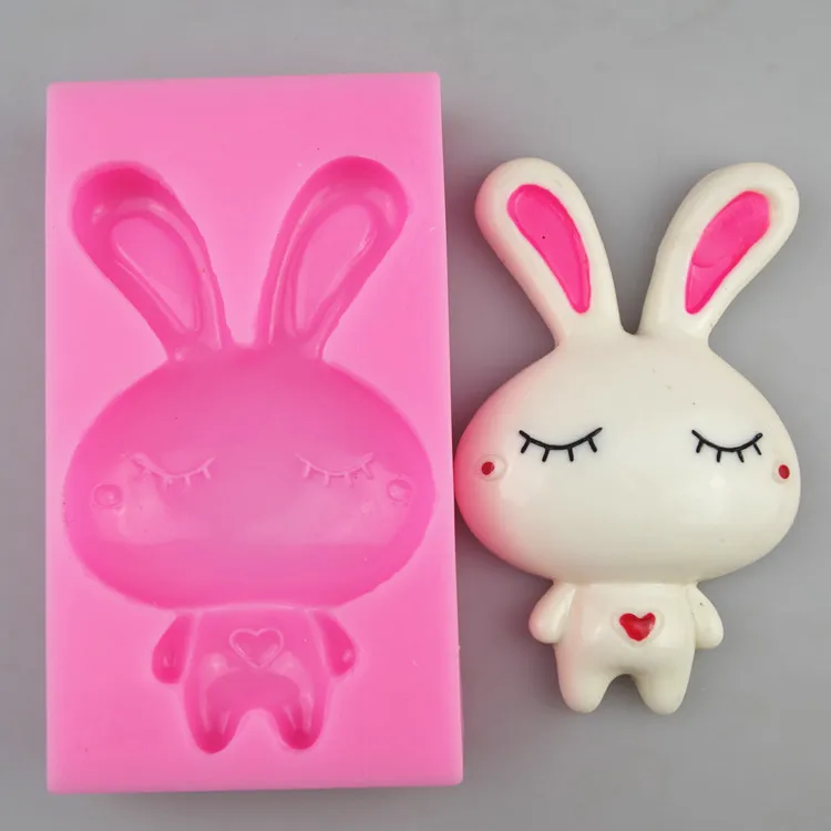 Q 175Wholesale freeshipping Lovely rabbit shape silicon mold fondant