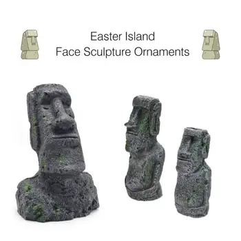 

Resin Ancient Easter Island Face Statue Decoration Moai Monolith Statue Fish Tank Aquarium Decorations Desktop Ornaments