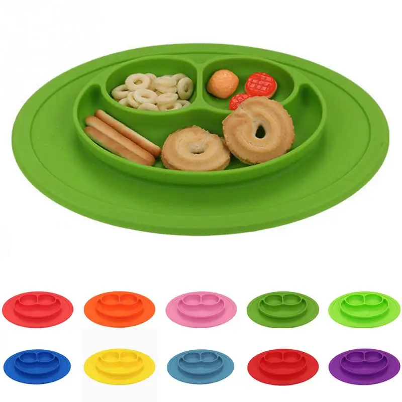

2018 New Infants Ellipse Silicone Feeding Food Plate Tray Dishes Food Holder for Baby Toddler Kid Children more color