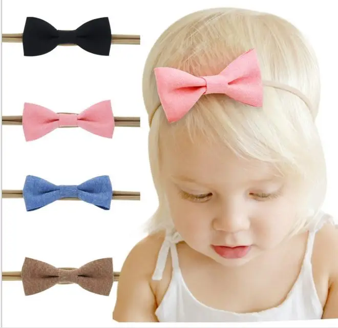 

4pcs/lot new children accessories Infant newborn Baby girls Bowknot elestic Headband kids Mini bow Headwear Hair Accessories