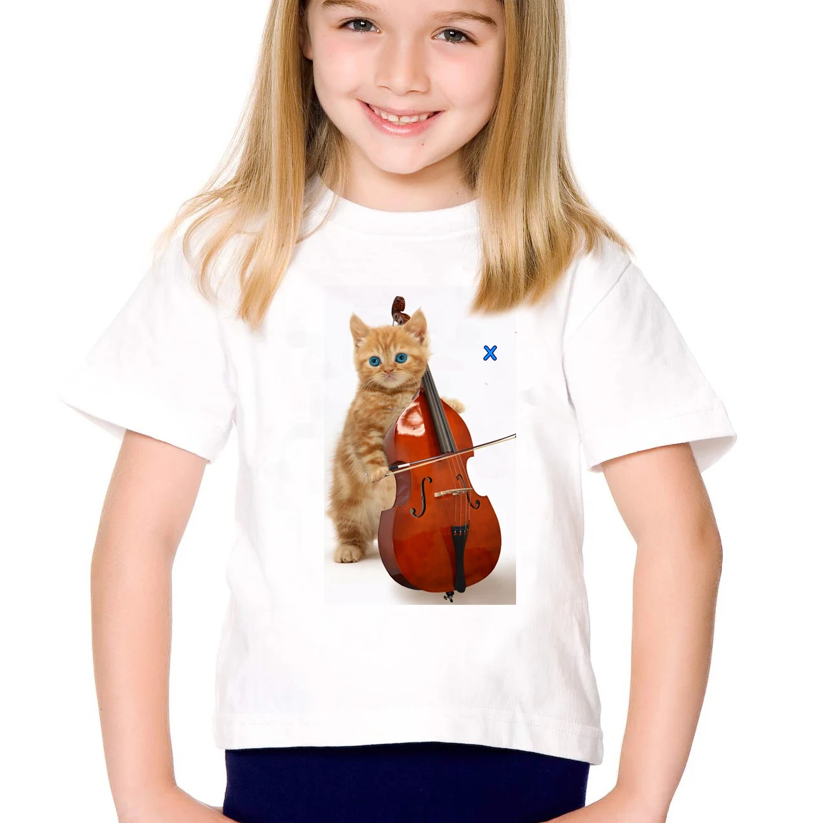 

2018 Summer Tops Teen Girls Short Sleeve Music Cat T Shirts T-shirt for Girl Kids Clothes Tee Age 6 8 12 10 Year Tshirt TE051