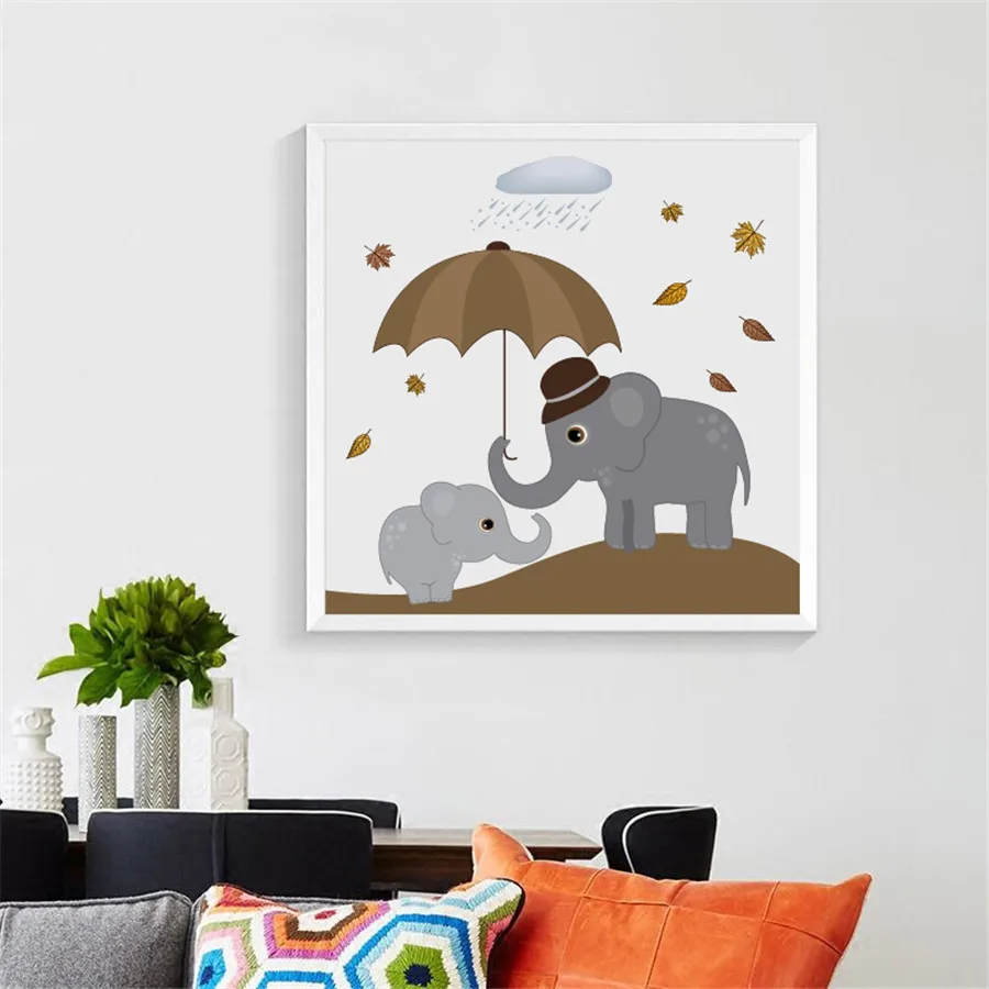 Nordic Gajah Cetak Dinding Seni Lucu Kartun Hewan Gajah Dinding