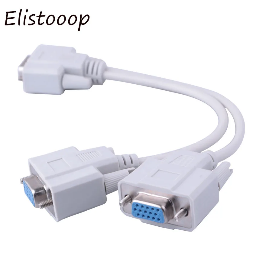 Elistooop 1 Male VGA to 2 Female VGA Splitter Cable 2 Way VGA SVGA Monitor Dual Video card LCD Y Elistooop 1 Male VGA to 2 Female VGA Splitter Cable 2 Way VGA SVGA Monitor Dual Video card LCD Y