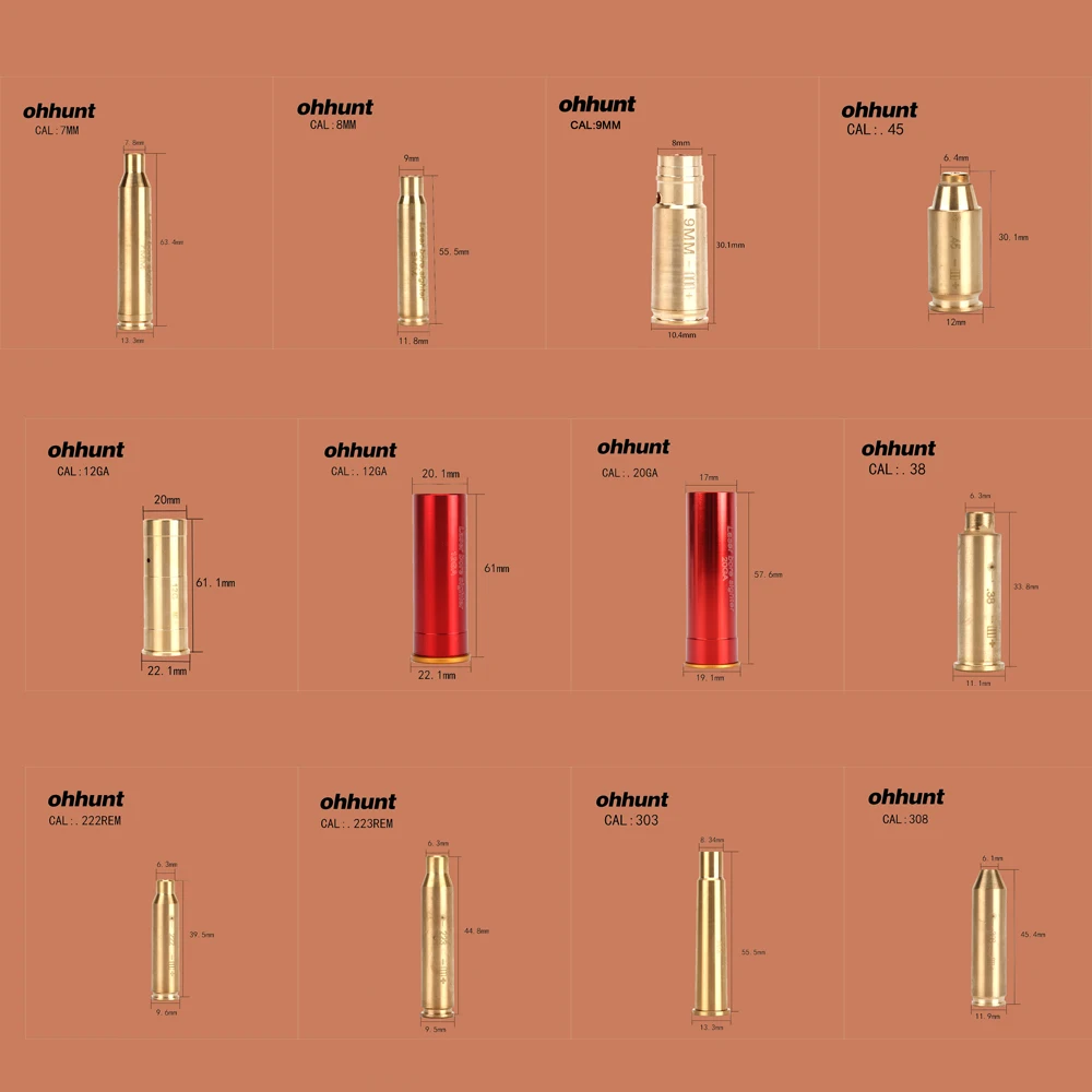 Ohhunt охотничий дальнобойник. 222REM. 223REM CAL.30. 303. 308. 45 7 мм 8 мм 12GA 20GA Картридж красный лазерный дальнобойник