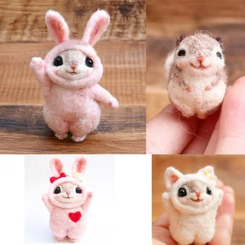 

2019 Creative Popular Cute Pets Mouse Rabbit Squirrel Wool Felting Toy Doll Wool Felt Poked Kitting DIY Package Non-Finished