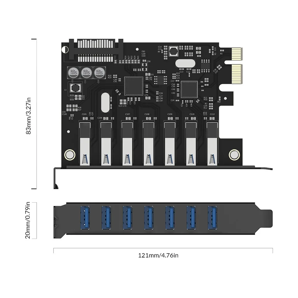 Высокоскоростная экспресс карта ORICO с 7 портами USB3.0 5 Гбит/с PCI E 15 контактным