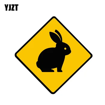 

YJZT 10CM*10CM Cute Rabbit Animal Warning Car Sticker PVC Decal 12-1283