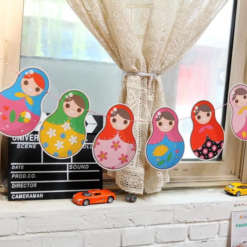 

Matryoshka Paper Banner russian doll bunting garland Baby Shower Party Birthday Decoration Children's Day Kids Room Decoration