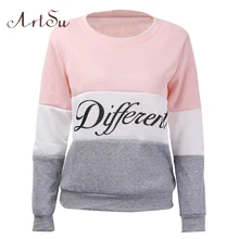 ArtSu 2019 Autumn and winter women fleeve hoodies printed letters Different women s casual sweatshirt hoody