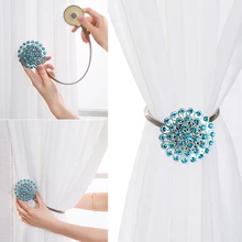 Одна пара tieback занавес декоративное кольцо спиннинговая Стяжка с магнитами веревка Пробивной акриловый кристалл занавес кольцо пряжки связующая лента M209