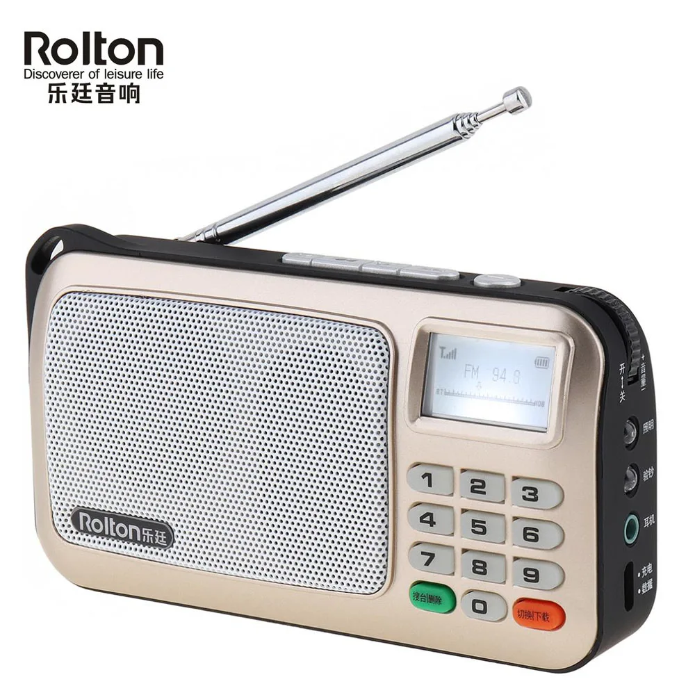 Портативный мини-радио Rolton Global FM радио dab радио portatil am fm radyo музыкальный плеер динамик TF USB с фонариком проверка денег