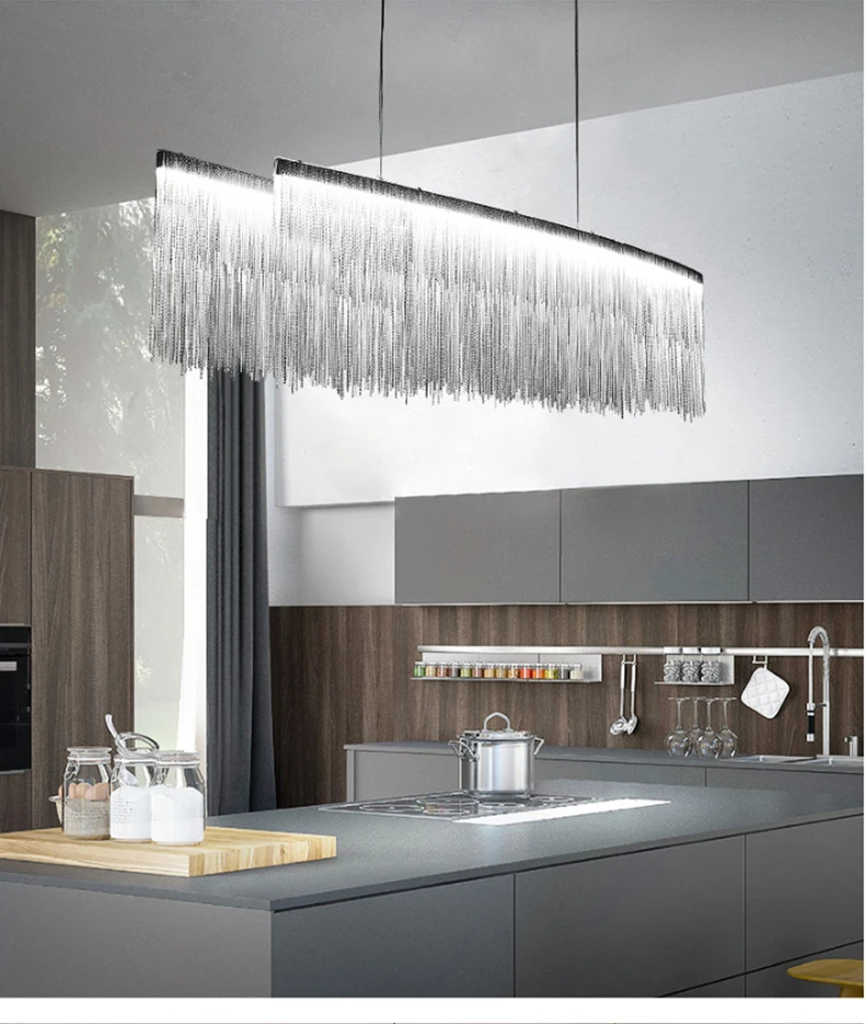 Arte de Prata Design de Engenharia Design Italiano Lustre Luxo Corrente Borla Alumínio Led Bela Iluminação Mod. 136165 6 Design italiano arte de prata lustre design