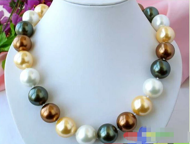 

p1354 HUGE 18" 20MM multicolor SOUTH SEA SHELL PEARL NECKLACE @^Noble style Natural Fine jewe FREE SHIPPING
